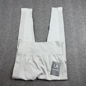 LA Winner Leggings Women's L/XL Light Grey Seamless Ribbed High Waist SG-7091SET